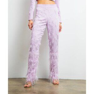 Lisa Maree Womens Wild Love Feather Pant Pull On Side Zip In Lilac Size XS